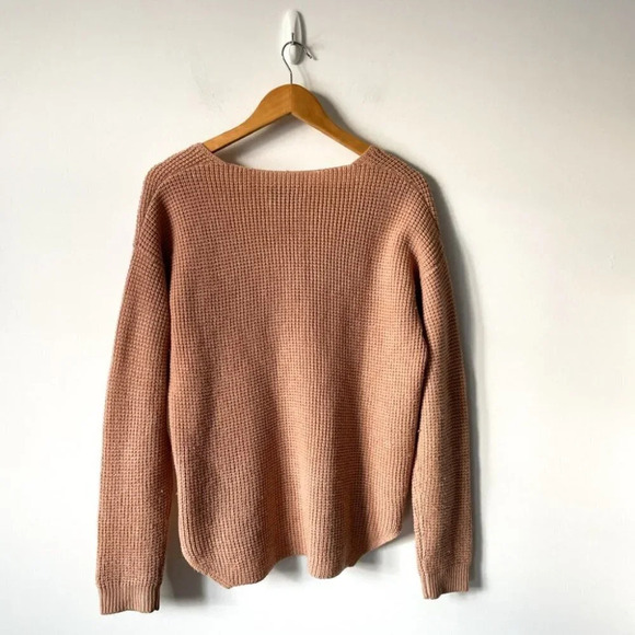 Aritzia Wilfred Free Wolter 100% Merino Wool Waffle Knit Sweater Camel Sz Medium - Picture 4 of 7